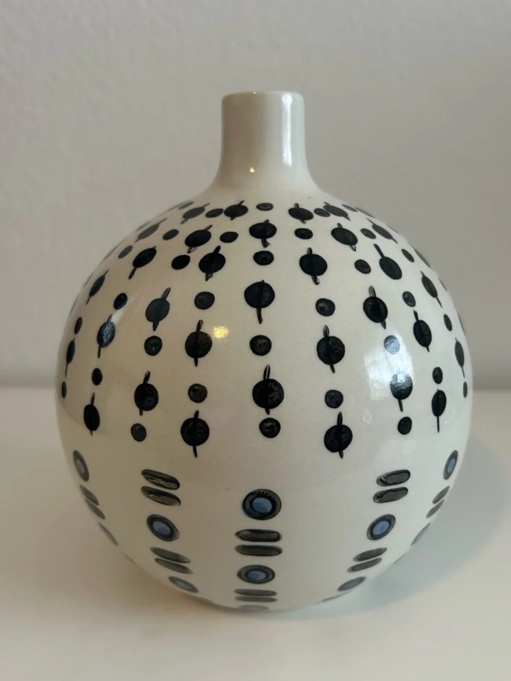 West Elm Potters Workshop Round Bud Vase with Geometric Dotted Pattern
